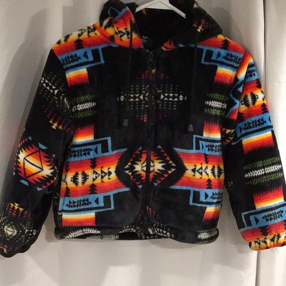 Native Pride Colorful Geometric Patterned Jacket kids xsm